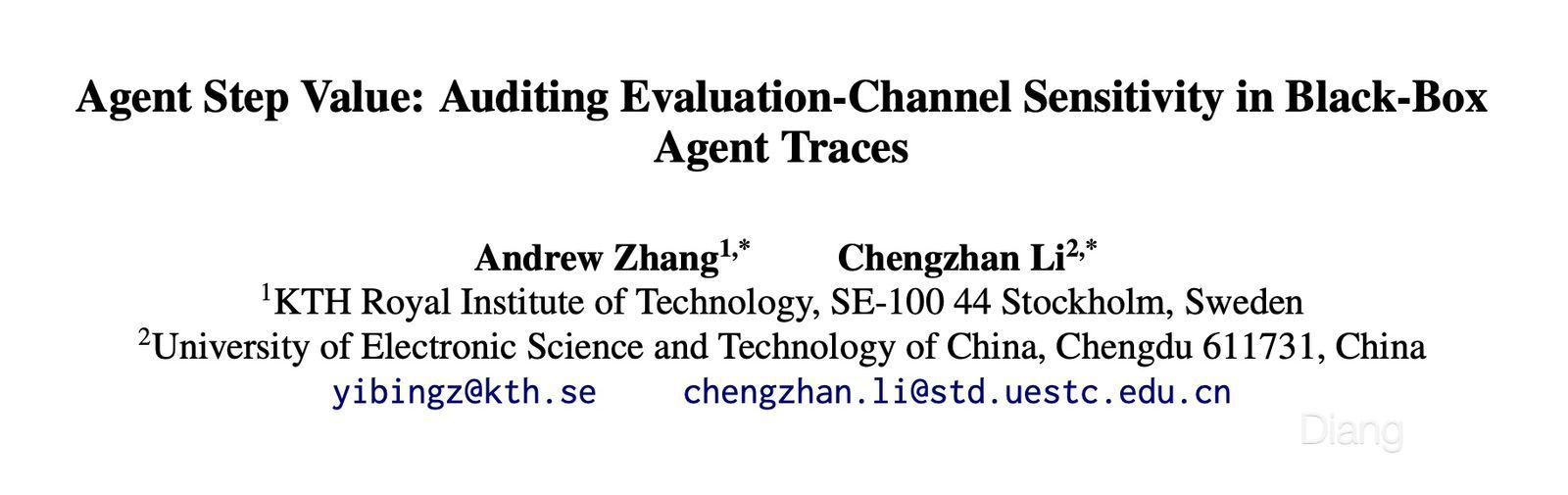 Agent Step Value: paper title, authors, and affiliations.